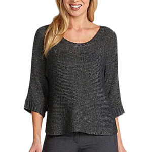 Eileen Fisher Open Twist Dolman Box Sweater Women’s Plus Size 2X Metallic Gray